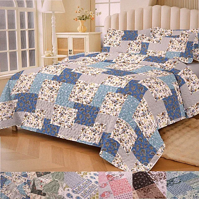 4 Season Floral Quilt Set Reversible Rustic Quilts Patchwork Coverlet Bedspreads