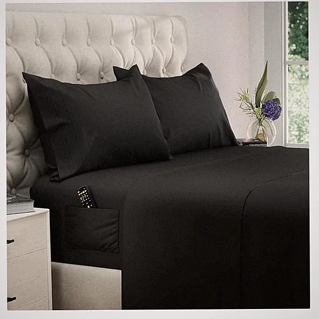 Black California King Sheet Set - 100% Microfiber Cooling Comfort - 4 Pieces