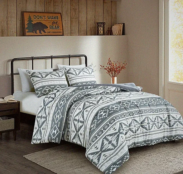 Chezmoi Collection Zella Geometric Motif Printed Microfiber Comforter Set