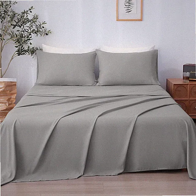 King Sheet Set 4 Pieces,Gray Ultra Soft & Breathable Microbifer Sheets, 1600...