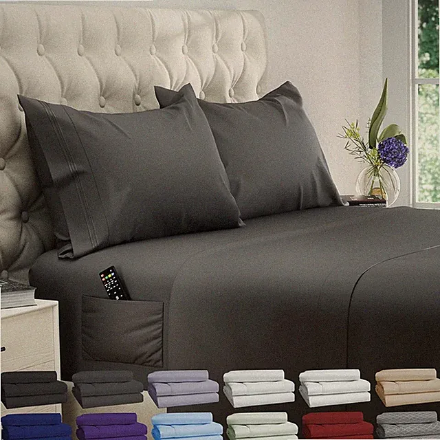 Queen Size Sheets - Cooling Bed Sheets - 4pcs Set - up to 15" Deep Pocket Queen