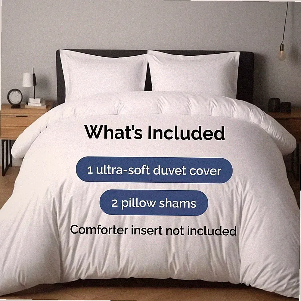 Washed Microfiber Queen Duvet Cover Set, 3 Pieces Set with 2 Pillow Shams